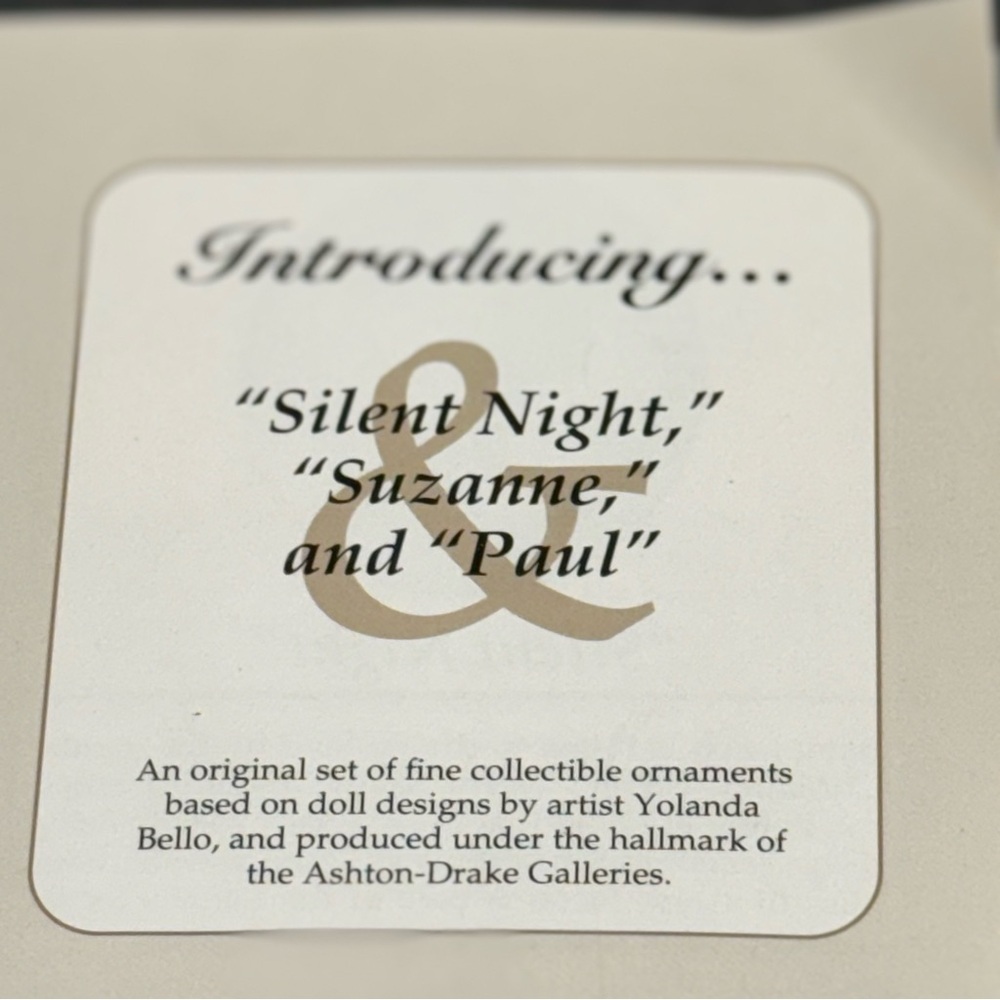 Ashton-Drake Heirloom Ornaments "Silent Night" "Suzanne" "Paul" by Yolanda Bello - Picture 5 of 10